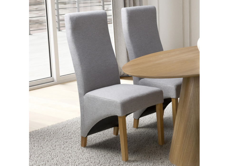 Set of 2 Baxter Weave Light Grey Dining Chairs with Natural Legs