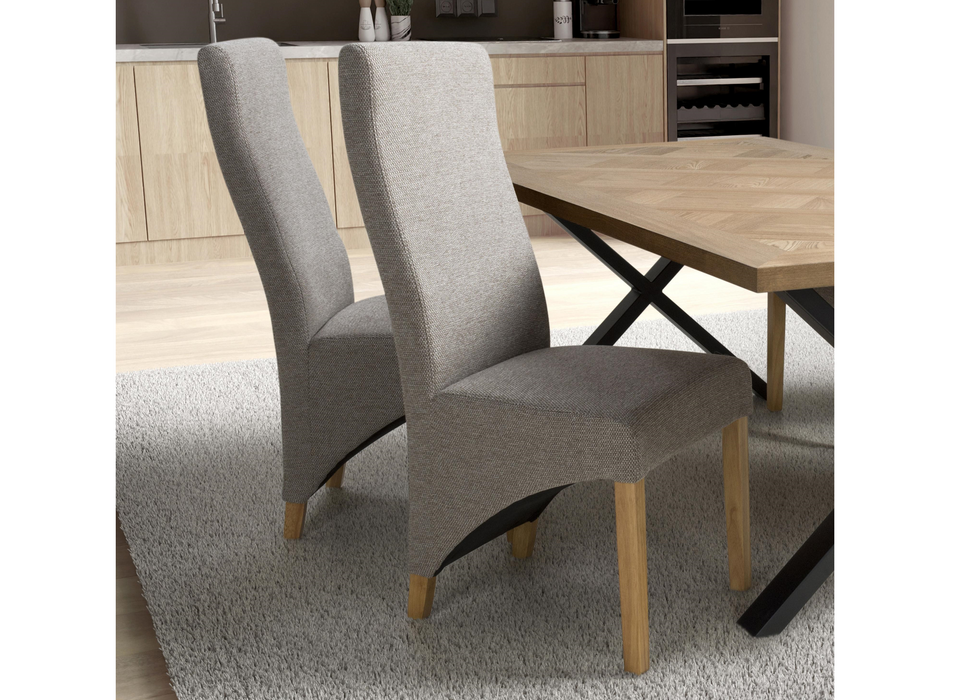 Set of 2 Baxter Weave Mocha Dining Chairs with Natural Legs