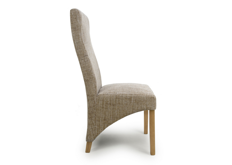 Set of 2 Baxter Weave Tweed Oatmeal Dining Chairs with Natural Legs