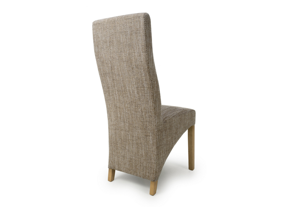 Set of 2 Baxter Weave Tweed Oatmeal Dining Chairs with Natural Legs