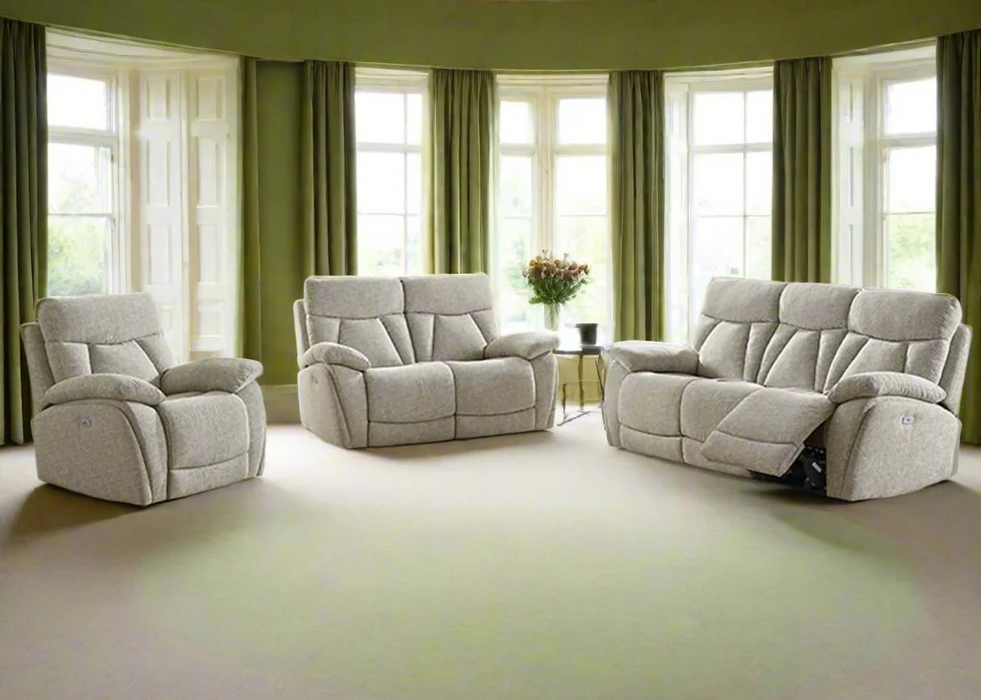 'Boston' Electric Power Recliner Sofa Collection Lisbon Beige - Sofas, Chair & Corner