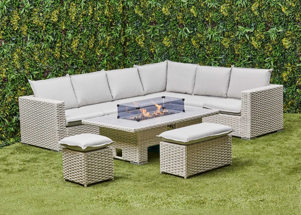 Rising Table Garden Corner Sofa Set With Fire Pit Nova – Cambridge
