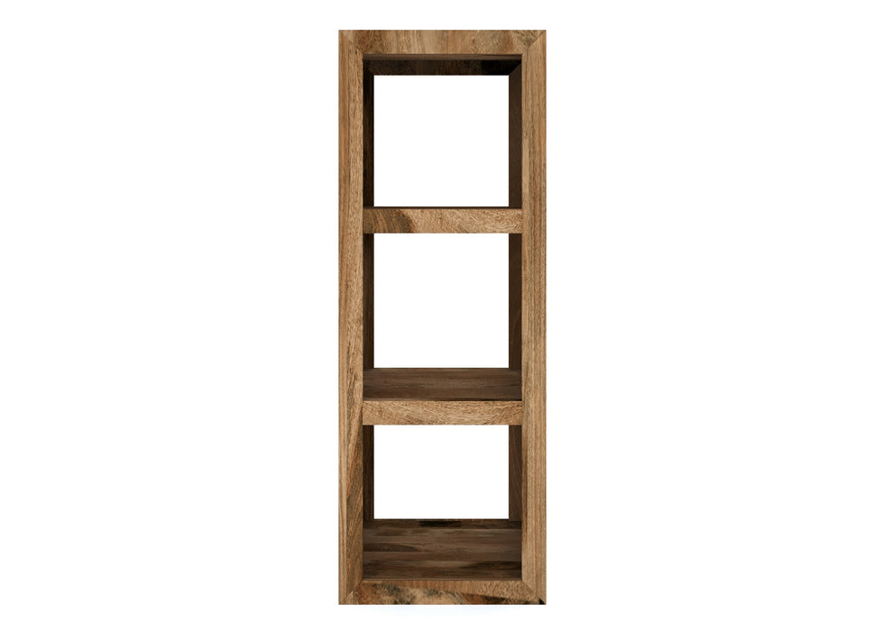Cube Modern Solid Mango Wood Side 3 Shelf Storage Unit