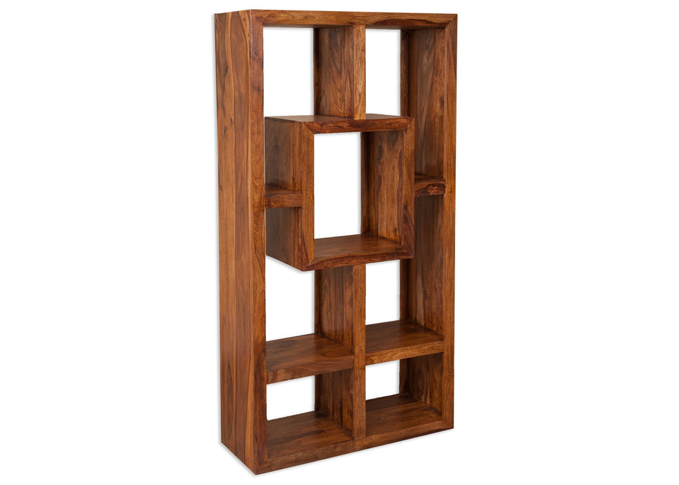 Cube Modern Solid Sheesham  Wood Large Bookcase Display Unit
