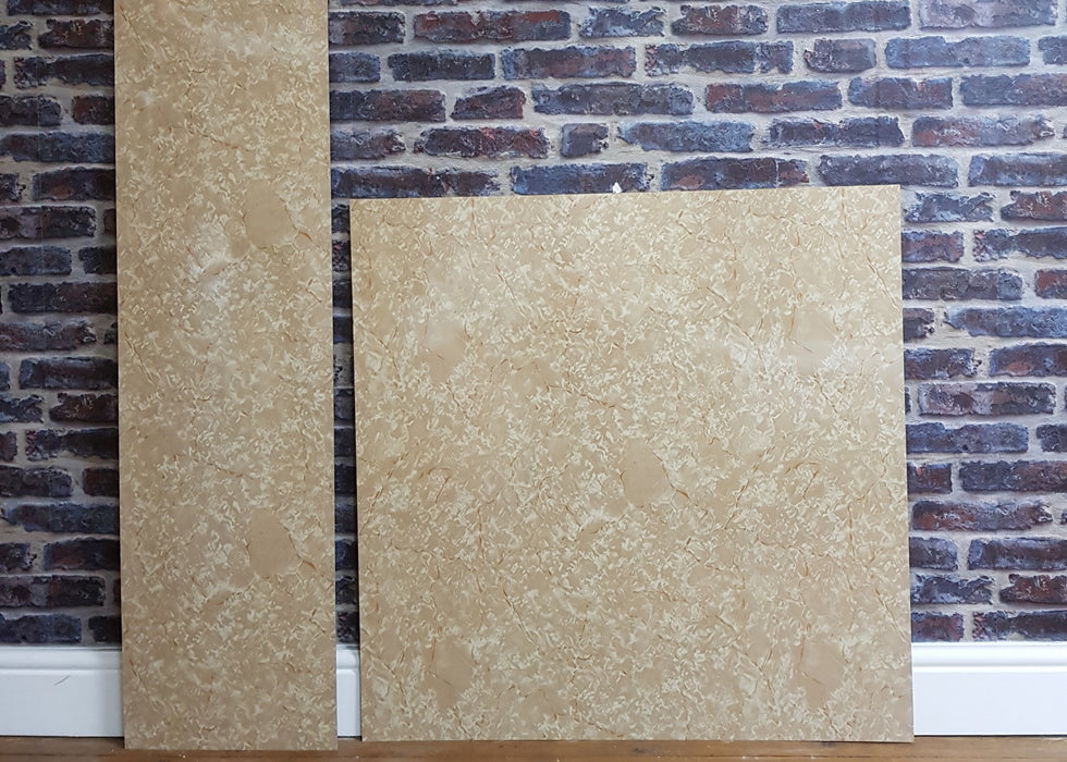 Cream Marble Matt Effect HPL Laminate Fireplace Back Panel & Hearth Set