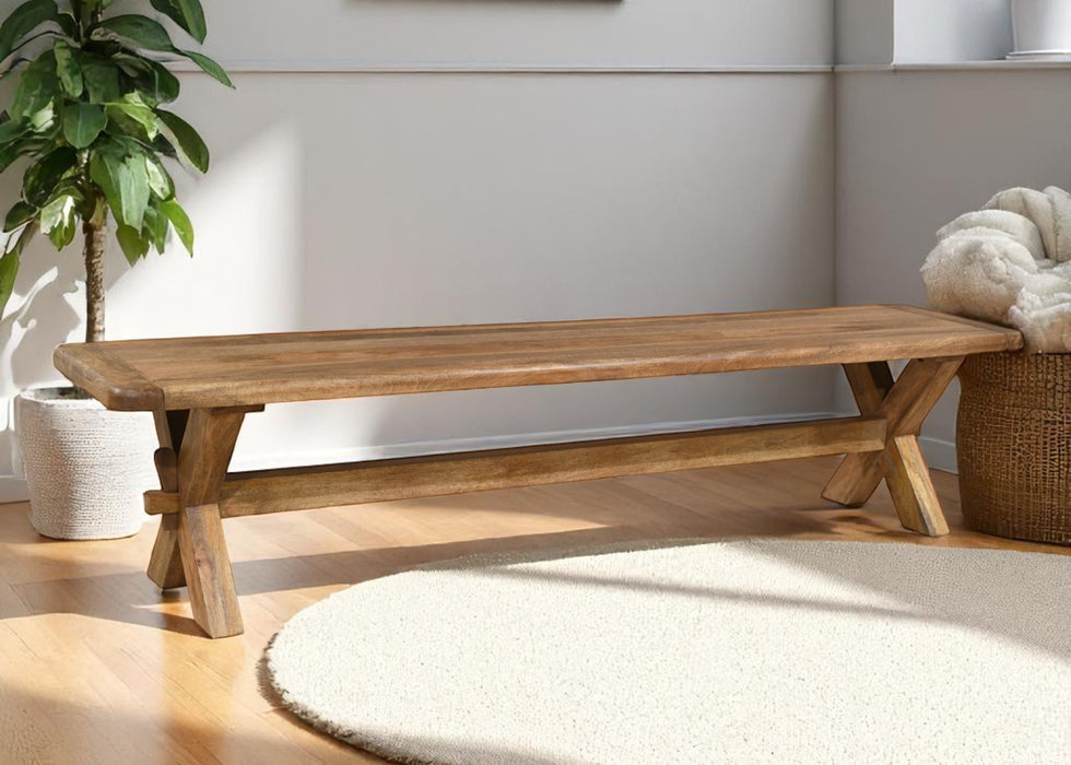 'Dorset' Rustic Solid Mango Wood Medium 175cm Dining Bench