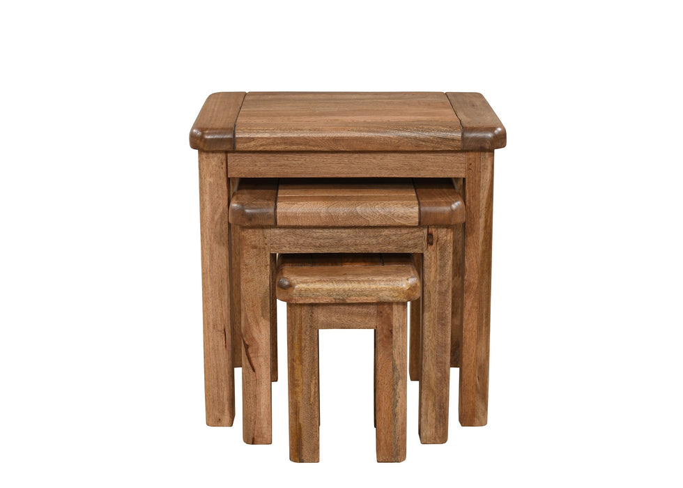 'Dorset' Rustic Solid Mango Wood Occasional Nest Of 3 Side Tables