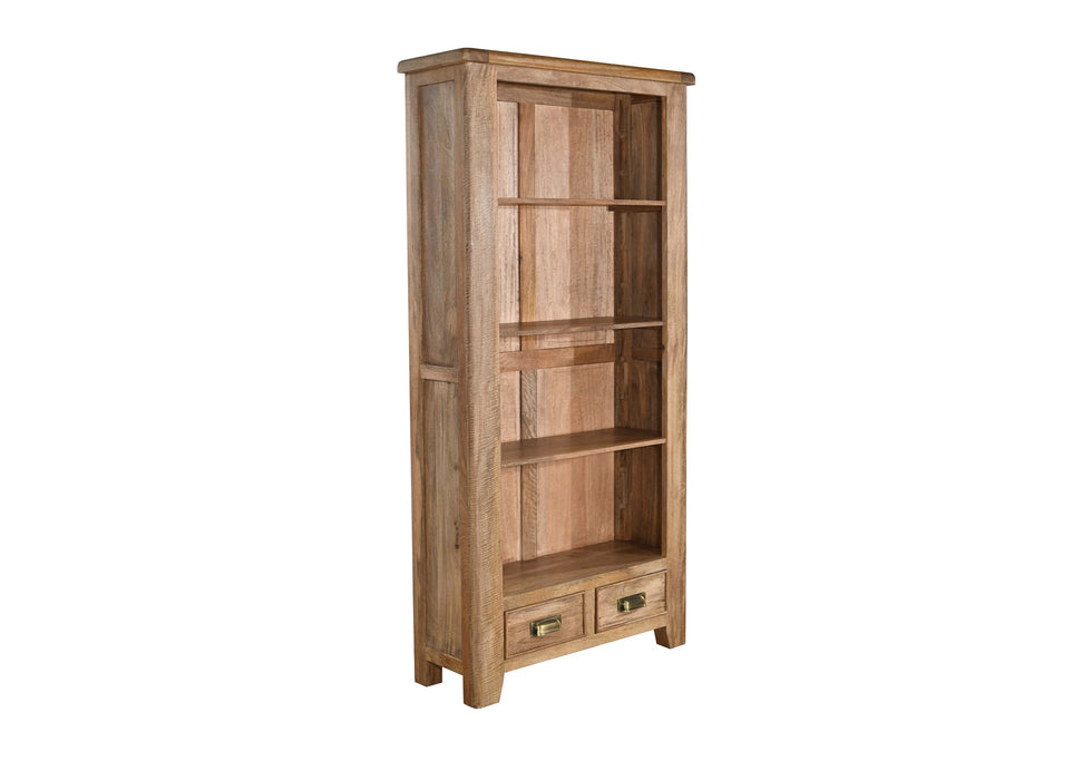 'Dorset' Rustic Solid Mango Wood Large Storage Bookcase with Drawers