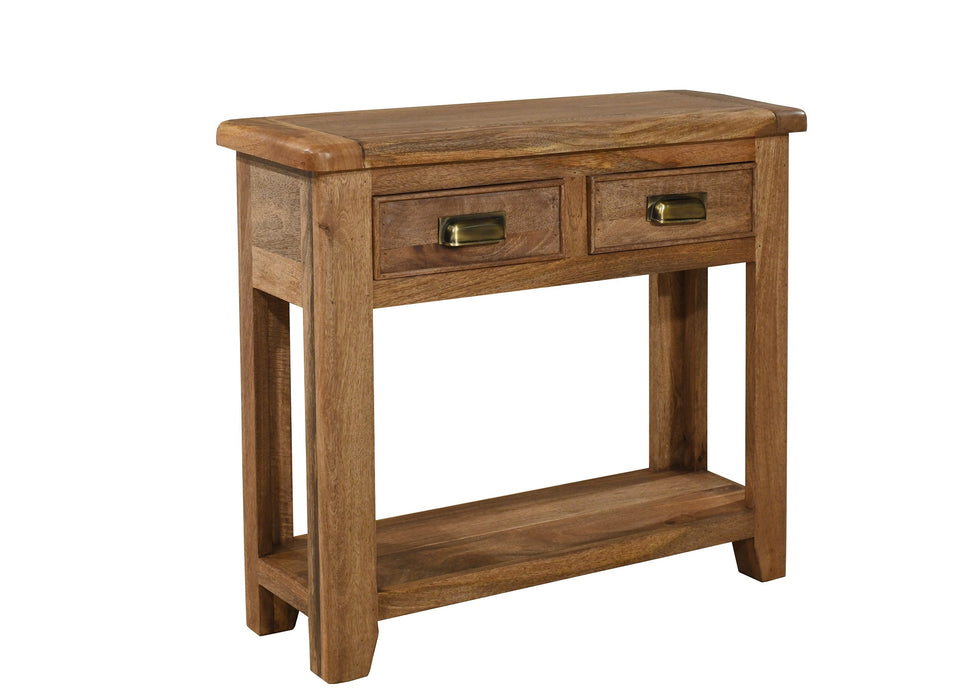 'Dorset' Rustic Solid Mango Wood 2 Draw Console Table / Hall Way Table