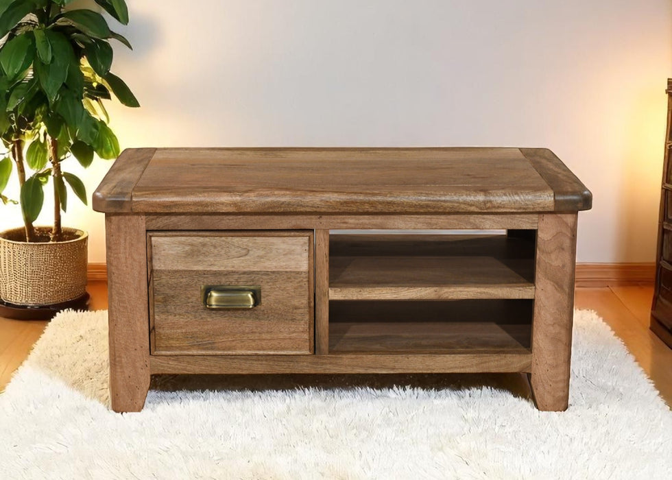 'Dorset' Rustic Solid Mango Wood Occasional Coffee Table / TV Unit
