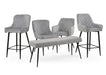 Modern Light Grey Silver Upholstered Plush Velvet Dining Bench