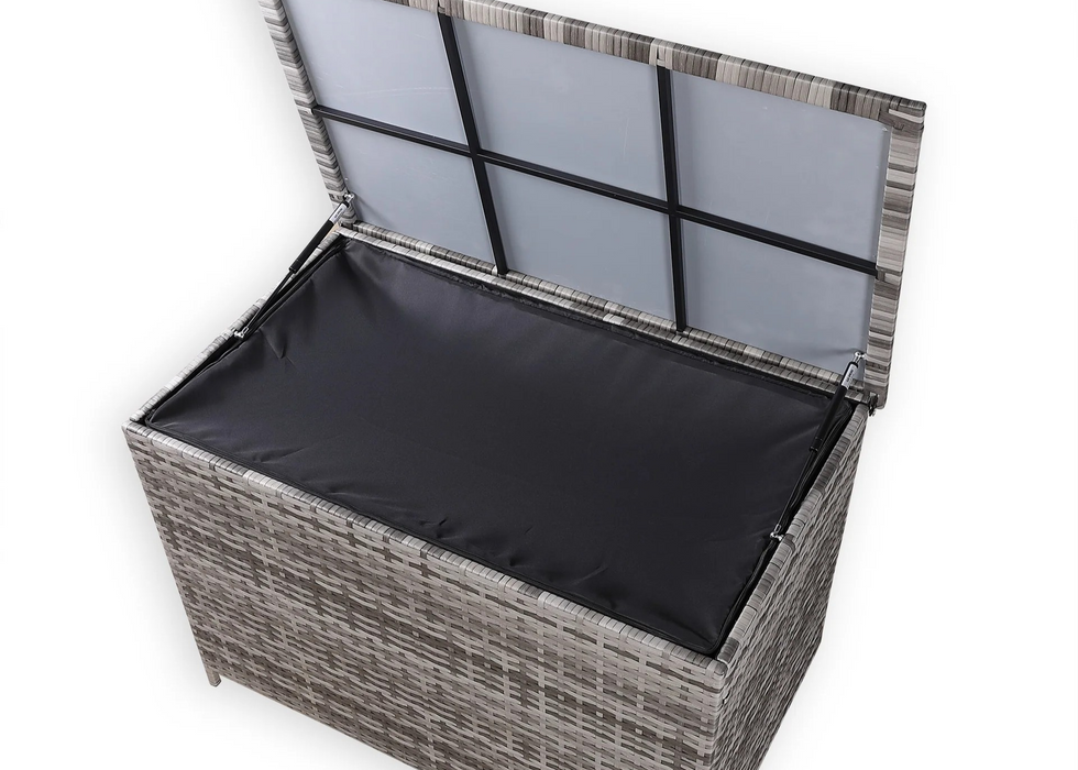 'Falmouth' Large Grey Rattan Waterproof Outdoor Garden Cushion Storage Box