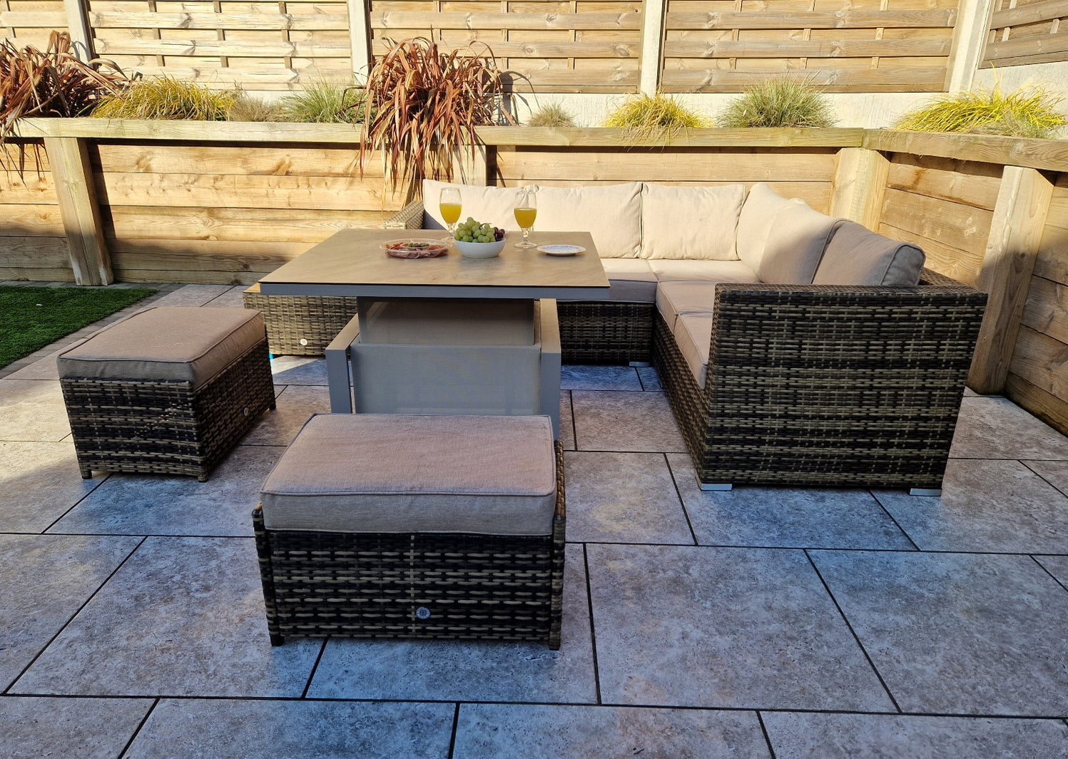 Brown Natural Rattan Corner Sofa Dining Set Signature Weave — Furniture for the home