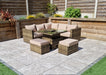 Gozo Brown Rattan Corner Sofa Adjustable Dining Table Set. Aluminum Frame Garden Furniture
