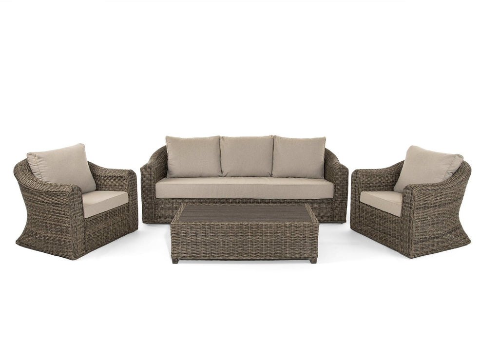 'Indigo' 5 Seater Brown Outdoor Rattan Garden Furniture Sofa Armchair Set with Coffee Table