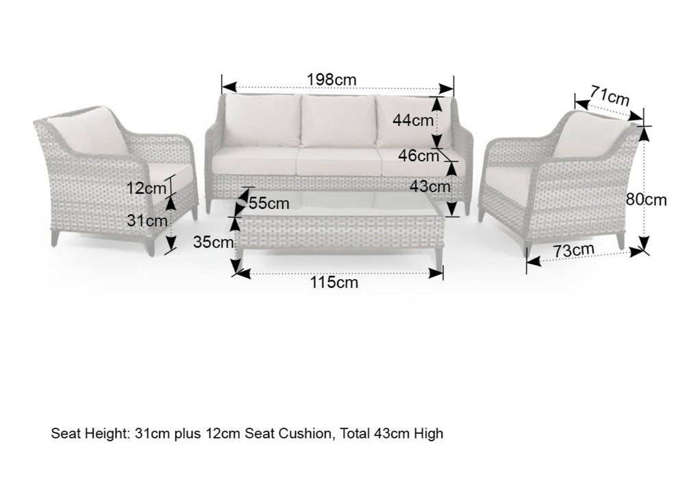 'Isla' 5 Seater Brown Outdoor Rattan Garden Furniture Sofa Armchair Set with Coffee Table