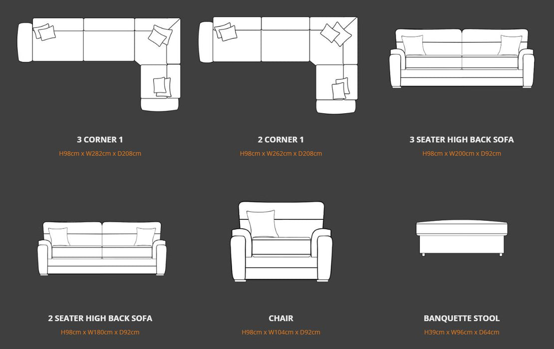 ‘Keaton’ Sofa Collection - Available In a Wide Range of Fabrics, Colours & Styles