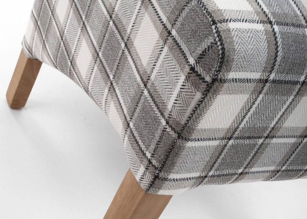 Set of 2 Krista Roll Back Herringbone Check Cappuccino Dining Chairs with Natural Legs