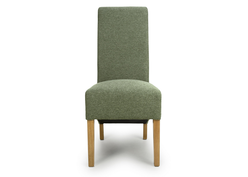 Set of 2 Krista Weave Roll Back Green Dining Chairs with Natural Legs