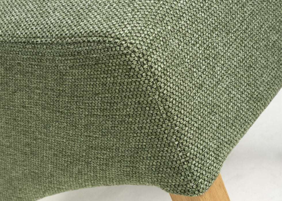 Set of 2 Krista Weave Roll Back Green Dining Chairs with Natural Legs