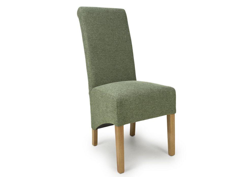 Set of 2 Krista Weave Roll Back Green Dining Chairs with Natural Legs