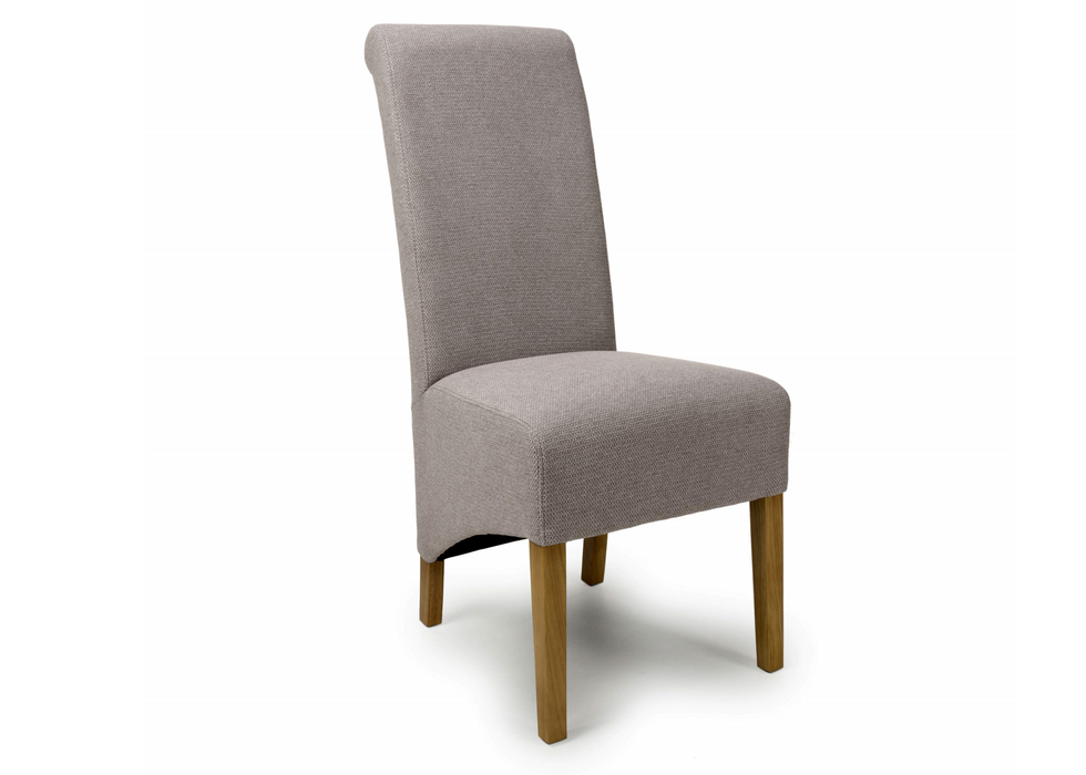 Set of 2 Krista Weave Roll Back Mocha Brown Dining Chairs with Natural Legs