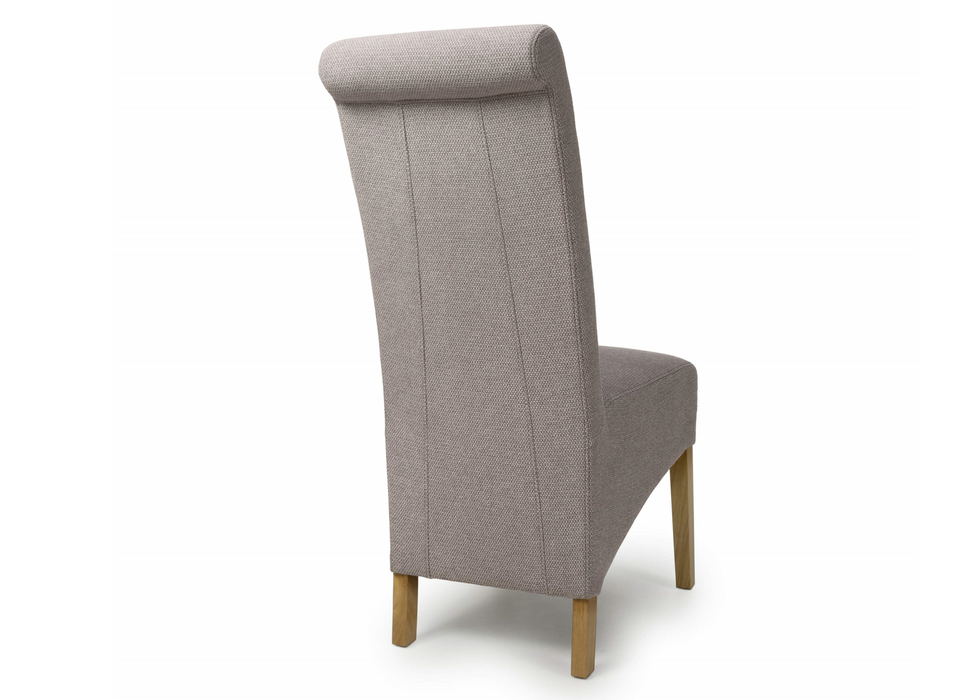 Set of 2 Krista Weave Roll Back Mocha Brown Dining Chairs with Natural Legs