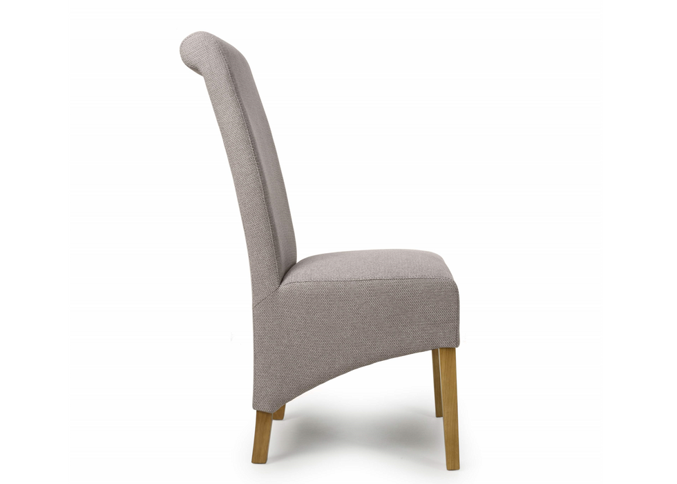 Set of 2 Krista Weave Roll Back Mocha Brown Dining Chairs with Natural Legs