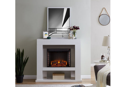 Modern Style Lirrington Stainless Steel Electric Fireplace Suite Surround & Fire Fireplace