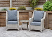 'Maldives' Rattan Bistro Armchair Set With Side Table Creamy Grey Mixed Weave Outdoor Furniture