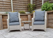 'Maldives' Rattan Bistro Armchair Set With Side Table Creamy Grey Mixed Weave Outdoor Furniture