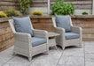 'Maldives' Rattan Bistro Armchair Set With Side Table Creamy Grey Mixed Weave Outdoor Furniture