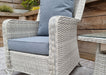 'Maldives' Rattan Bistro Armchair Set With Side Table Creamy Grey Mixed Weave Outdoor Furniture