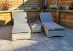 'Maldives' Rattan 2 Sun lounger Set With Side Table Creamy Grey Mixed Weave Outdoor Furniture