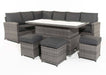 'Melody' Large Grey Rattan Corner Sofa Dining Set Adjustable Lift Up Down Table