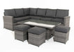 'Melody' Large Grey Rattan Corner Sofa Dining Set Adjustable Lift Up Down Table