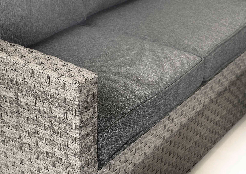 'Melody' Large Grey Rattan Corner Sofa Dining Set Adjustable Lift Up Down Table