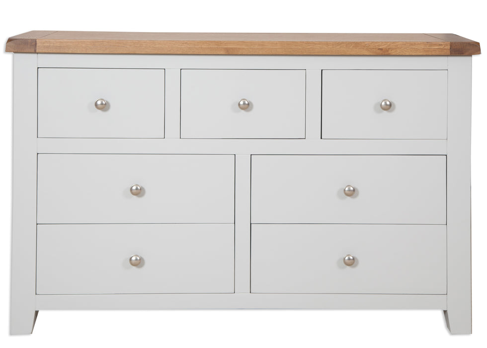 'Oakwood Living' Grey Painted Oak 7 Drawer Wide Chest of Drawers