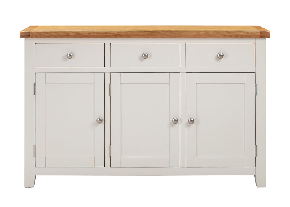 'Oakwood Living' White Painted Solid Oak Large 3 Door Sideboard