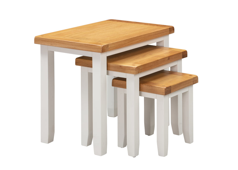 'Oakwood Living' White Painted Oak Nest Of 3 Side Tables