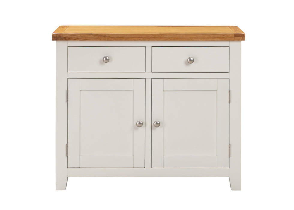'Oakwood Living' White Painted Solid Oak 2 Door Medium Sideboard