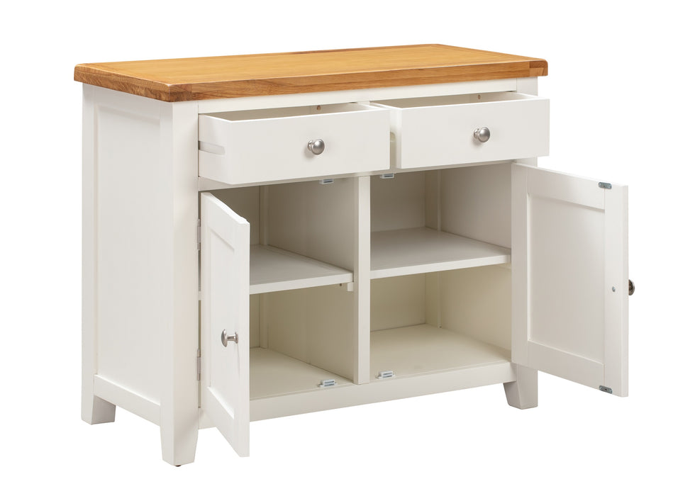 'Oakwood Living' White Painted Solid Oak 2 Door Medium Sideboard