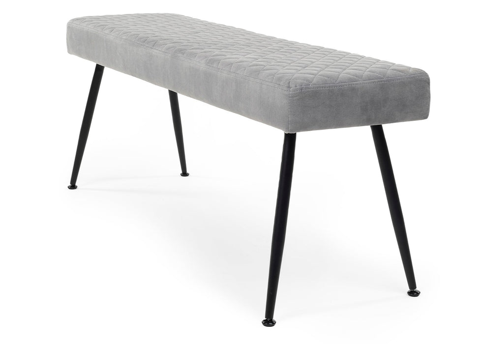 Modern Light Grey Silver Upholstered Plush Velvet Dining Bench