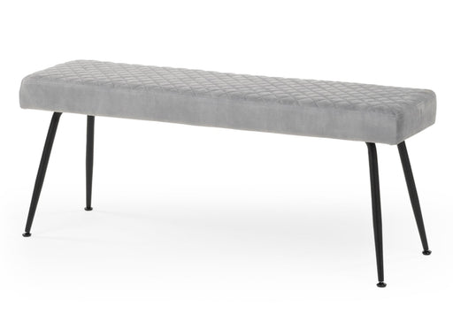 Modern Light Grey Silver Upholstered Plush Velvet Dining Bench