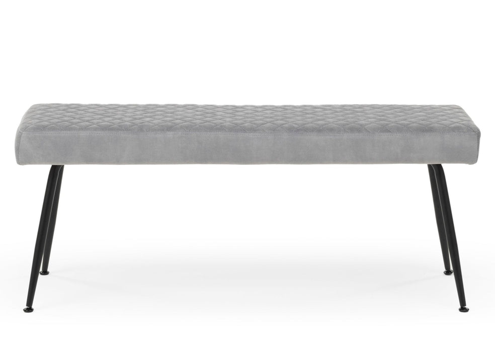 Modern Light Grey Silver Upholstered Plush Velvet Dining Bench