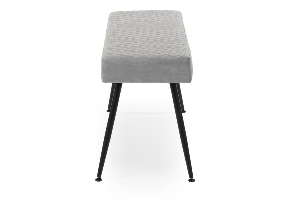 Modern Light Grey Silver Upholstered Plush Velvet Dining Bench