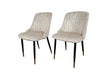 Modern Style Mayfair Light Cream Champagne Velvet Dining Chairs Black Metal Leg