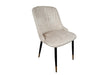 Modern Style Mayfair Light Cream Champagne Velvet Dining Chairs Black Metal Leg