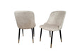 Modern Style Mayfair Light Cream Champagne Velvet Dining Chairs Black Metal Leg