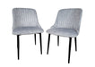 Modern Style Mayfair Light Grey Silver Velvet Dining Chairs Black Metal Leg